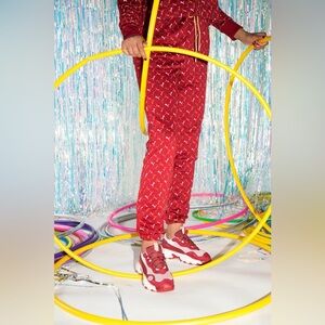 Women’s Puma X Charlotte Olympia Red Gold Sweatpant Joggers Size S GORGEOUS!